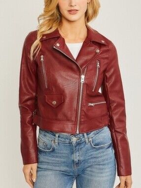 Red Moto Women's Faux Leather Jacket